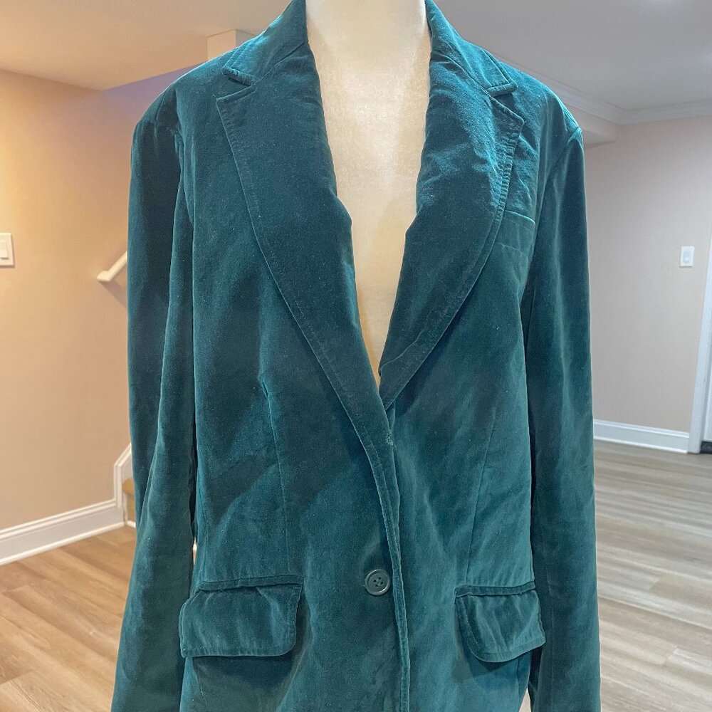 Teal Velvet Blazer, size 16